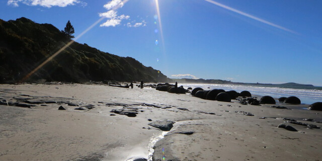 Grey sandy and rocky beach