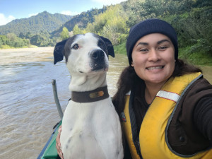 Senitra Nathan-Marsh and Tex the dog